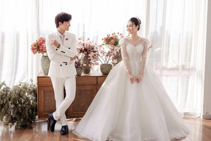 Couple celebrating at a beautiful destination wedding