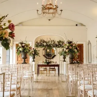 Couple choosing a beautiful wedding venue for their wedding celebration